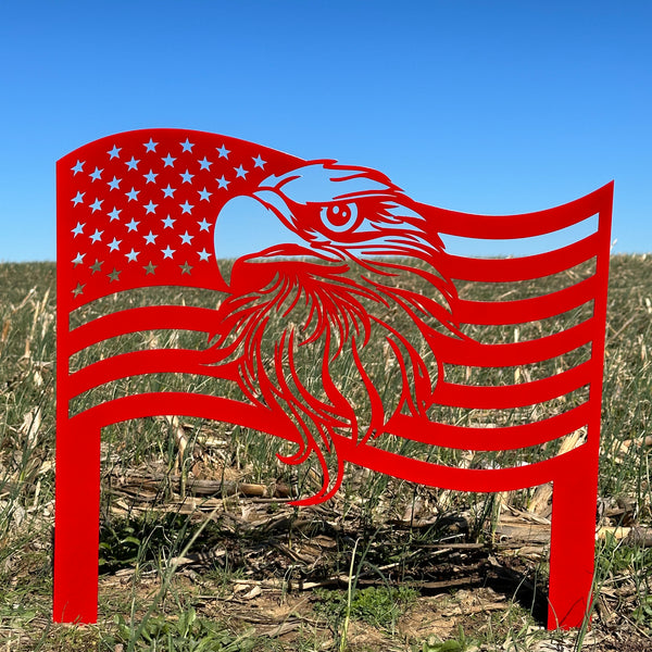 Red American garden flag with eagle 