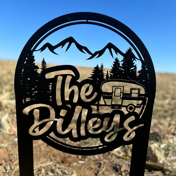 Custom Metal Campsite Sign - Family Name Sign - RV sign for Campsite
