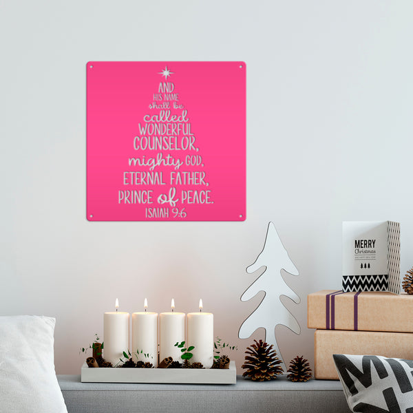 Isaiah 9:6 Christmas Tree Metal Sign-Isaiah Bible Verse Metal Wall Art-Wonderful Counselor -Christmas Scripture