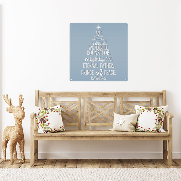 Isaiah 9:6 Christmas Tree Metal Sign-Isaiah Bible Verse Metal Wall Art-Wonderful Counselor -Christmas Scripture