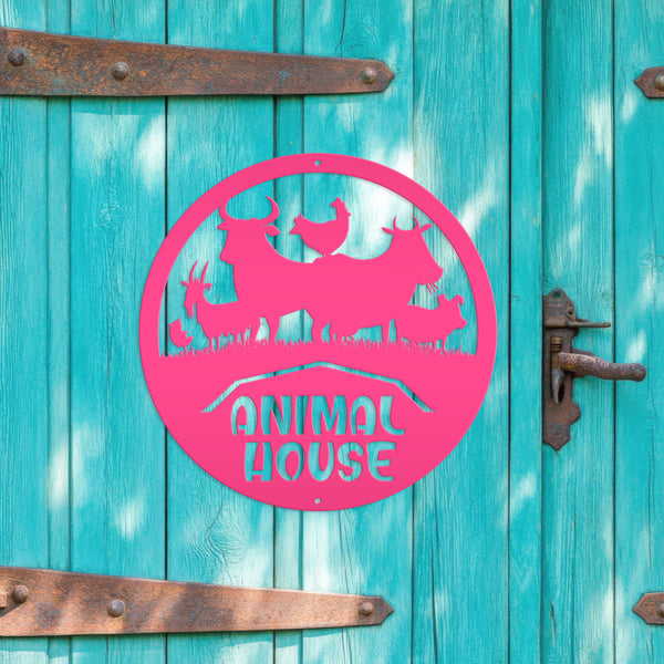 Farm Animal House Metal Sign, Farmhouse Wall Decor & Wall Art, Farm Decor, Gift for Farmer, Farming Gifts, Wall Decor for Barn, Children's Bedroom Wall Decor, Kid Farm Bedroom Wall Decor