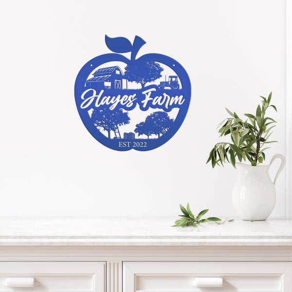 Personalized Apple Farm Metal Sign, Apple Shaped Sign Wall Decor, Apple Farm Business Sign, Apple Wall Art & Decor, Apple Orchard Sign