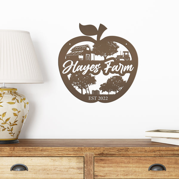 Personalized Apple Farm Metal Sign, Apple Shaped Sign Wall Decor, Apple Farm Business Sign, Apple Wall Art & Decor, Apple Orchard Sign