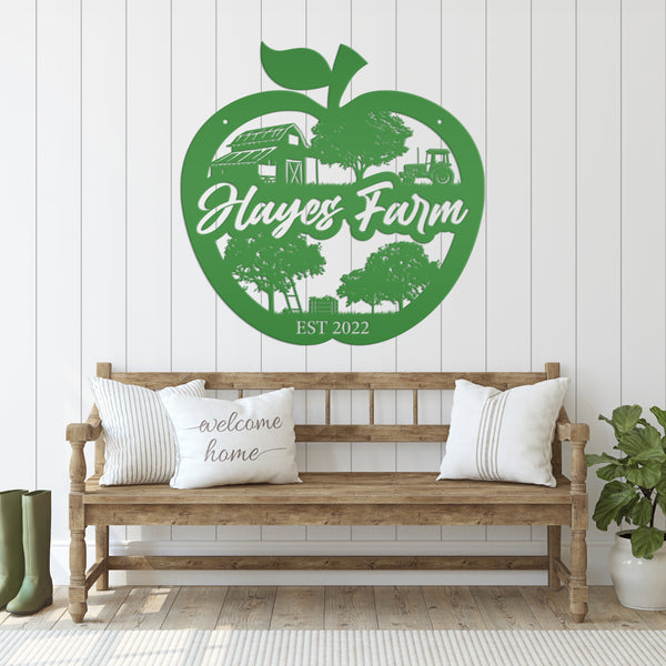 Personalized Apple Farm Metal Sign, Apple Shaped Sign Wall Decor, Apple Farm Business Sign, Apple Wall Art & Decor, Apple Orchard Sign