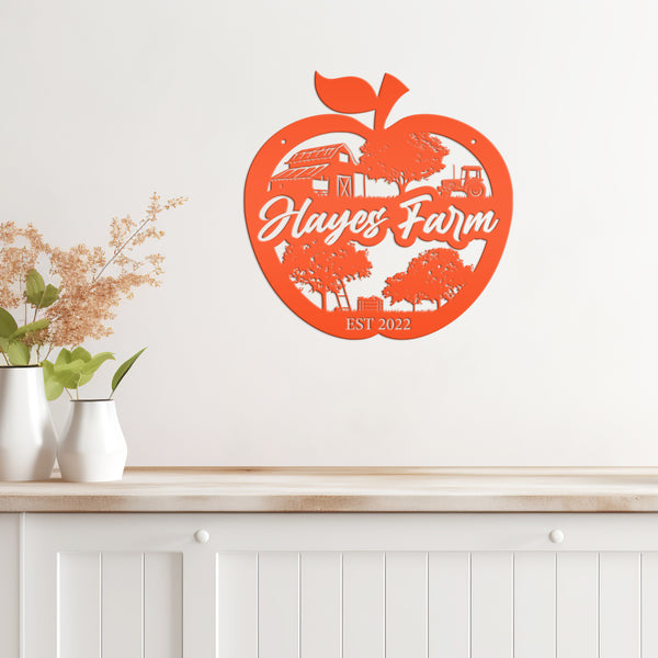 Personalized Apple Farm Metal Sign, Apple Shaped Sign Wall Decor, Apple Farm Business Sign, Apple Wall Art & Decor, Apple Orchard Sign