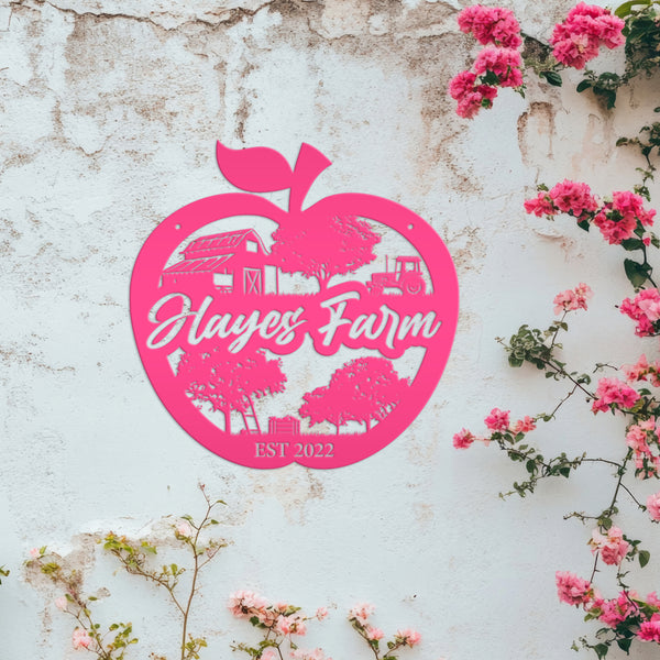 Personalized Apple Farm Metal Sign, Apple Shaped Sign Wall Decor, Apple Farm Business Sign, Apple Wall Art & Decor, Apple Orchard Sign