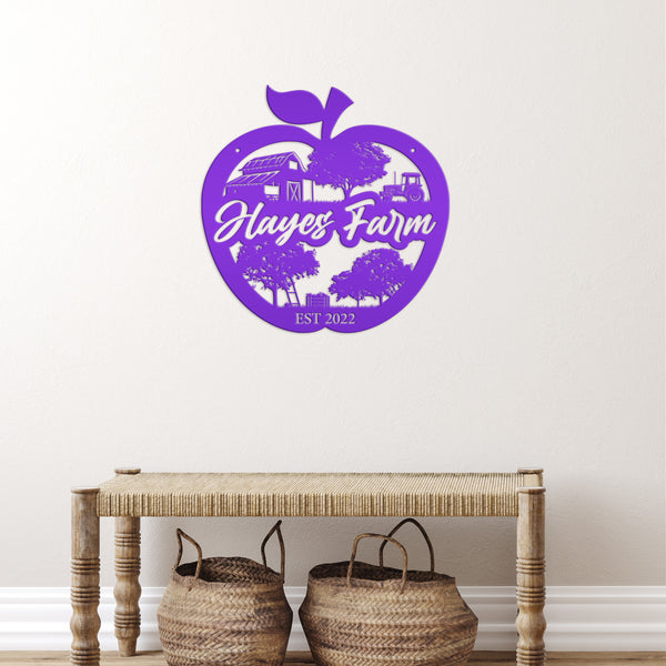Personalized Apple Farm Metal Sign, Apple Shaped Sign Wall Decor, Apple Farm Business Sign, Apple Wall Art & Decor, Apple Orchard Sign