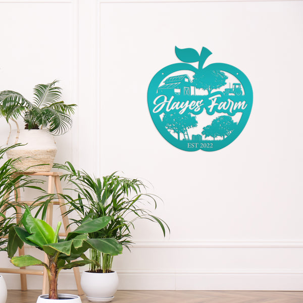 Personalized Apple Farm Metal Sign, Apple Shaped Sign Wall Decor, Apple Farm Business Sign, Apple Wall Art & Decor, Apple Orchard Sign
