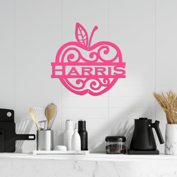 Personalized Apple Monogram Metal Sign - Teacher Gift - Apple Farm Sign