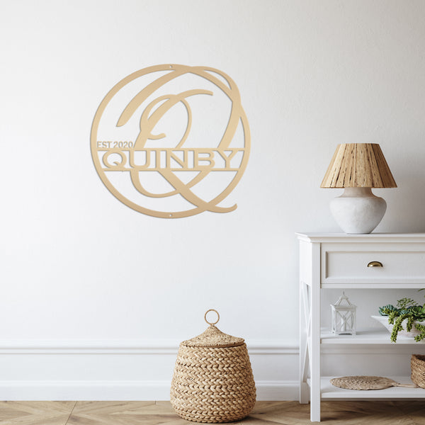 Metal Monogram Letter Sign-Last Name Sign 
