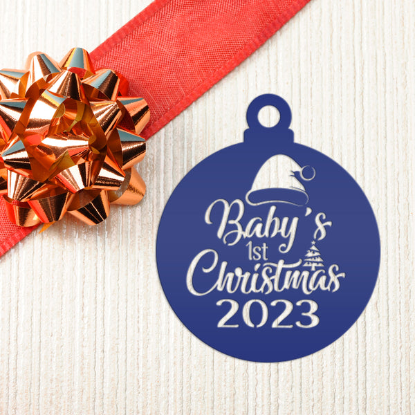 Baby's 1st Christmas Dated Metal Christmas/Holiday Ornament-Personalized