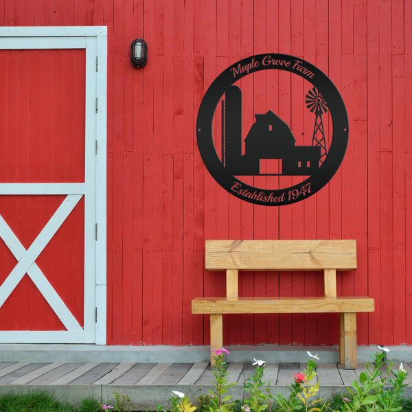 Personalized Farm ,Barn & Silo Farm Scene Metal Sign, Barn Metal Sign , Barn Wall Decor, Barn Themed Decor, Farmhouse Decor, Rustic Decor, Farm Wall Decor ,Farm Wall Art