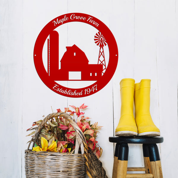 Personalized Farm ,Barn & Silo Farm Scene Metal Sign, Barn Metal Sign , Barn Wall Decor, Barn Themed Decor, Farmhouse Decor, Rustic Decor, Farm Wall Decor ,Farm Wall Art