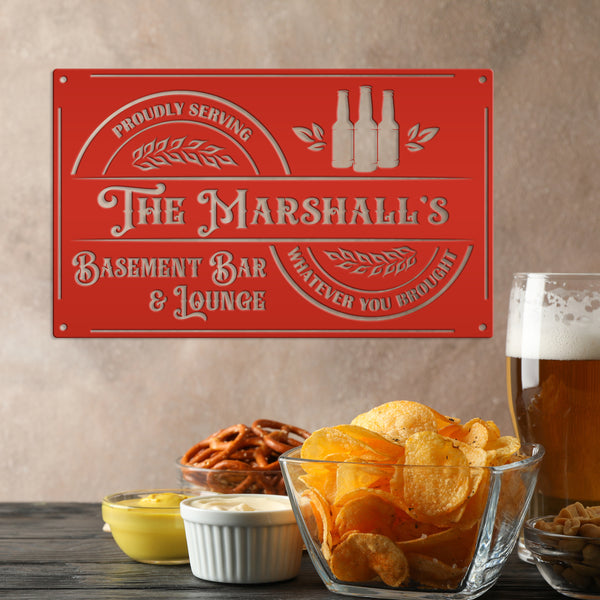 Custom Garage Bar Metal Sign , Pub Wall Decor , Bar Wall Art, Man Cave Basement Bar Wall Decor & Signs