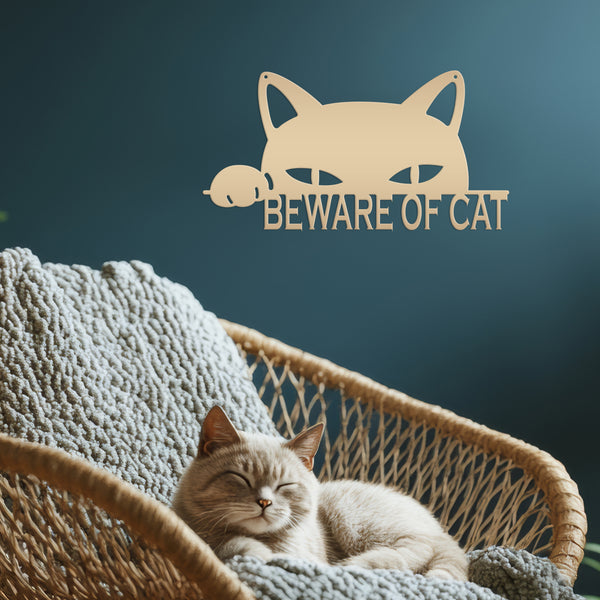 Beware Of Cat Metal Sign, Cat Wall Decor, Cat Wall Art, Cat Hanging Wall Sign, Cat Decor, Cat Lovers, Cat Gifts, Crazy Cat Lady Wall Decor, Cat Home Decor
