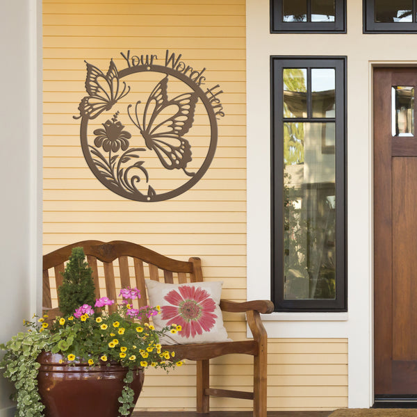 Custom Hanging Butterfly Sign, Gift For Mom, Personalized Butterfly Decor, Mother's Day Gift, Hanging Garden Sign