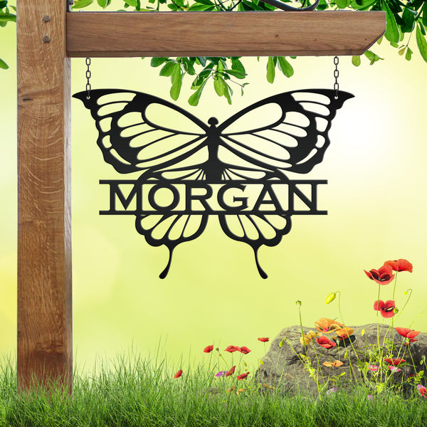 Personalized Butterfly Monogram Metal Sign, Butterfly Girls Bedroom Decor for the Wall, Personalized Butterfly Wall Art, Butterflies Decor