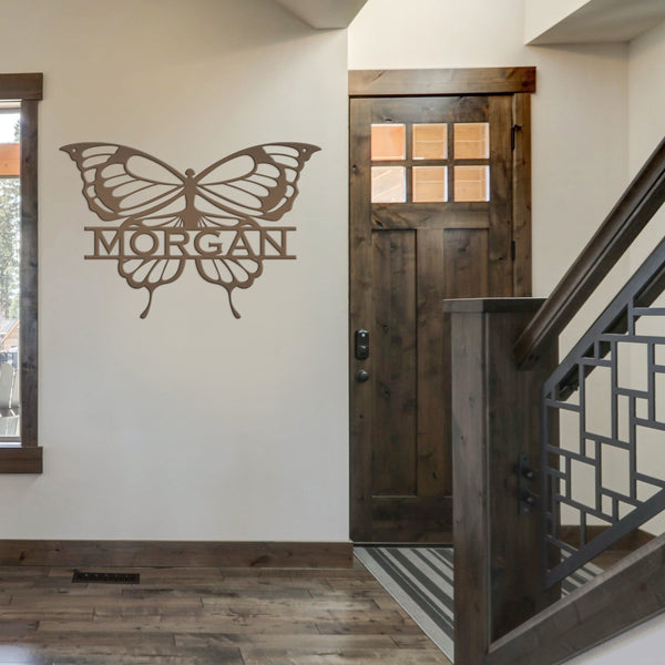 Personalized Butterfly Monogram Metal Sign, Butterfly Girls Bedroom Decor for the Wall, Personalized Butterfly Wall Art, Butterflies Decor