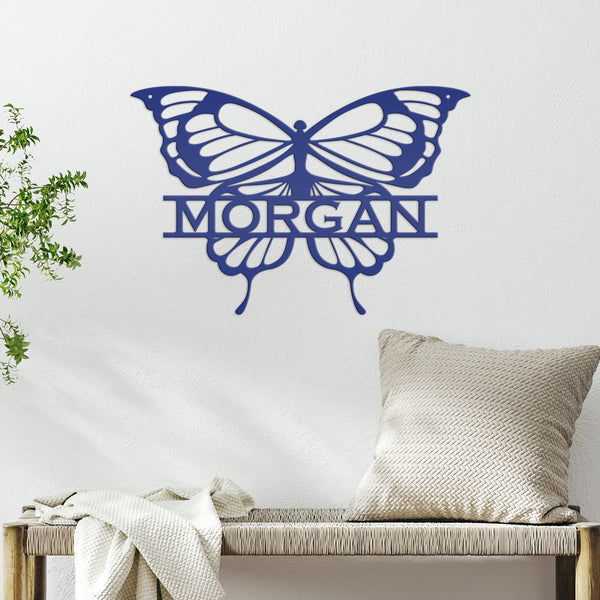 Personalized Butterfly Monogram Metal Sign, Butterfly Girls Bedroom Decor for the Wall, Personalized Butterfly Wall Art, Butterflies Decor