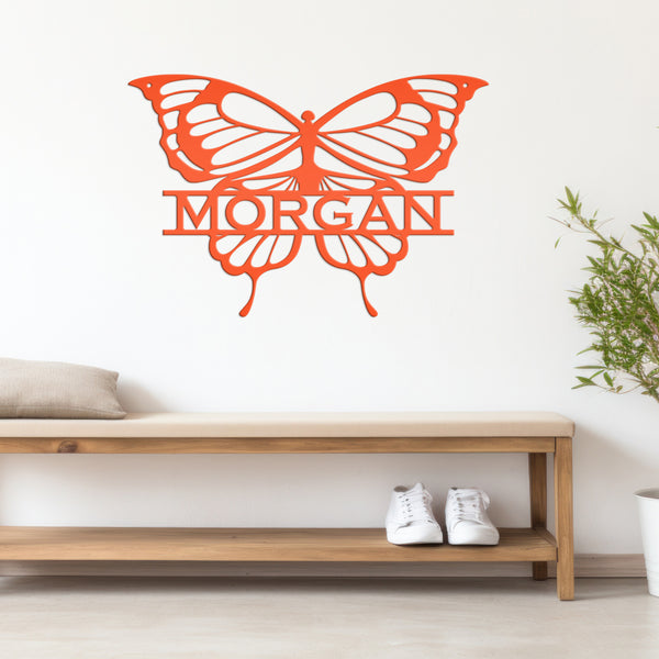 Personalized Butterfly Monogram Metal Sign, Butterfly Girls Bedroom Decor for the Wall, Personalized Butterfly Wall Art, Butterflies Decor