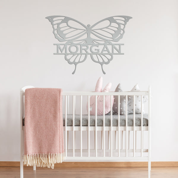 Personalized Butterfly Monogram Metal Sign, Butterfly Girls Bedroom Decor for the Wall, Personalized Butterfly Wall Art, Butterflies Decor