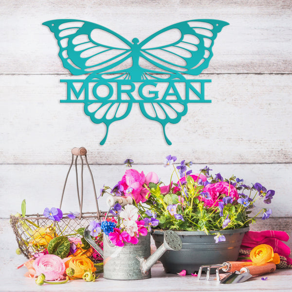 Personalized Butterfly Monogram Metal Sign, Butterfly Girls Bedroom Decor for the Wall, Personalized Butterfly Wall Art, Butterflies Decor