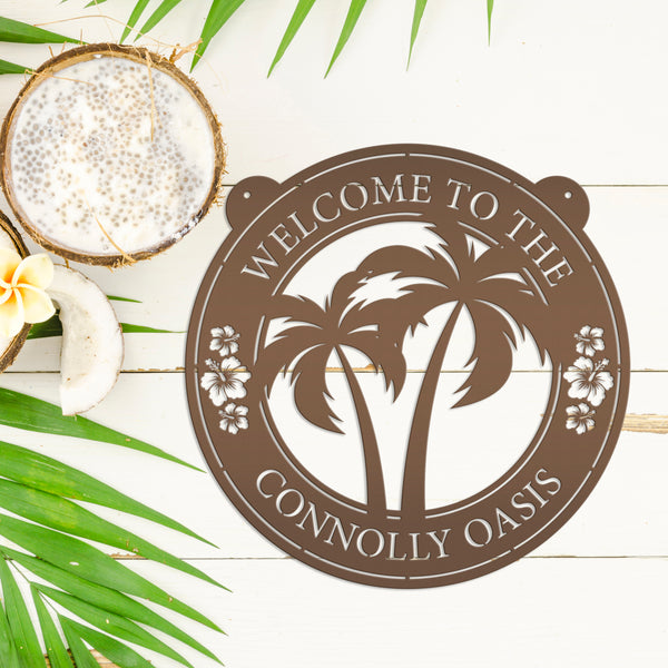 Tropical Metal Sign, Patio Sign, Beach house Sign, Beach Wall Decor & Art, Tropical Wall Art, Palm Tree Wall Decor, Palm Tree Wall Art, Beach Condo Wall Art