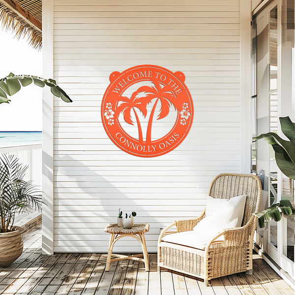 Tropical Metal Sign, Patio Sign, Beach house Sign, Beach Wall Decor & Art, Tropical Wall Art, Palm Tree Wall Decor, Palm Tree Wall Art, Beach Condo Wall Art