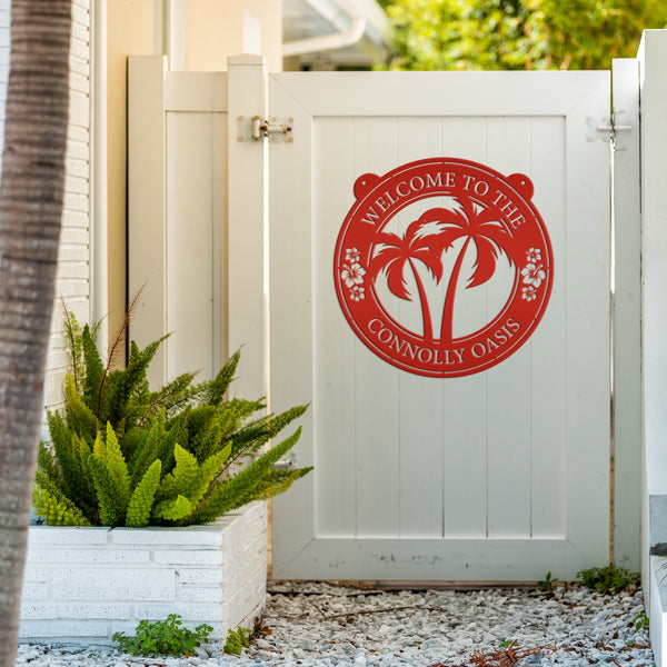 Tropical Metal Sign, Patio Sign, Beach house Sign, Beach Wall Decor & Art, Tropical Wall Art, Palm Tree Wall Decor, Palm Tree Wall Art, Beach Condo Wall Art