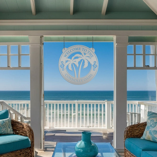 Tropical Metal Sign, Patio Sign, Beach house Sign, Beach Wall Decor & Art, Tropical Wall Art, Palm Tree Wall Decor, Palm Tree Wall Art, Beach Condo Wall Art