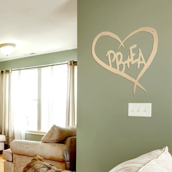 Personalized Carved Heart with Initials Metal Sign