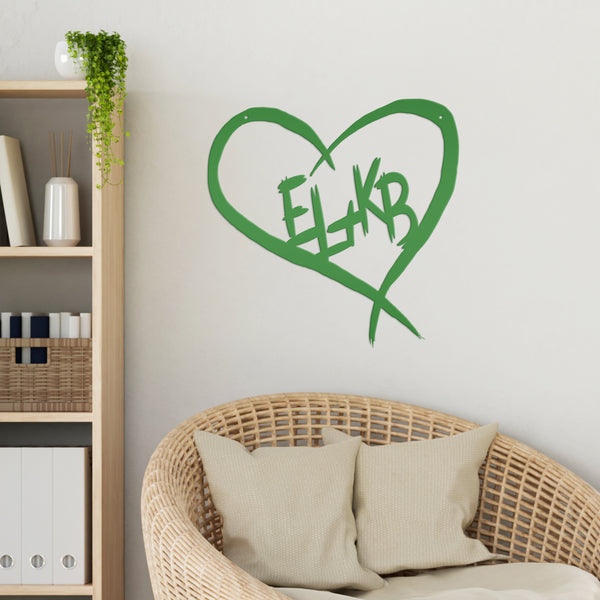 Personalized Carved Heart with Initials Metal Sign