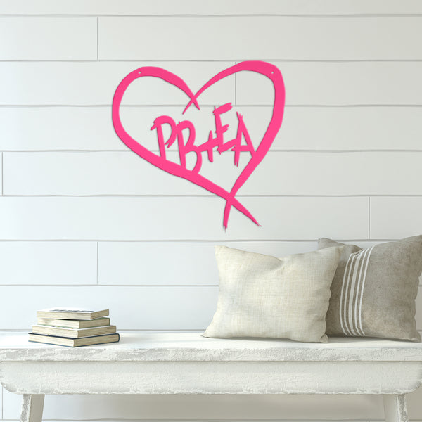 Personalized Carved Heart with Initials Metal Sign