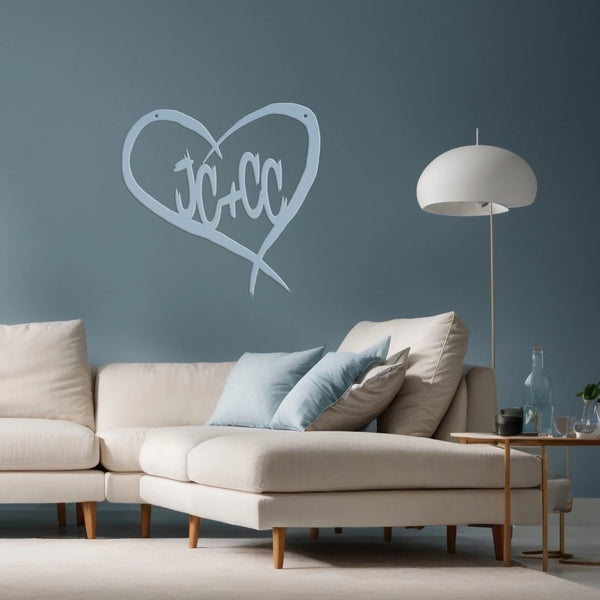 Personalized Carved Heart with Initials Metal Sign