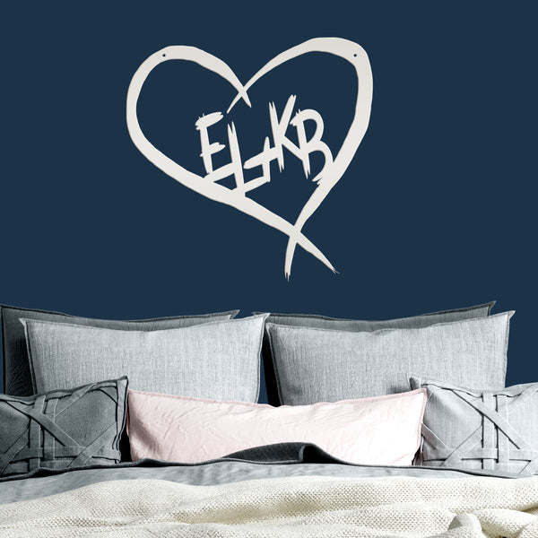 Personalized Carved Heart with Initials Metal Sign