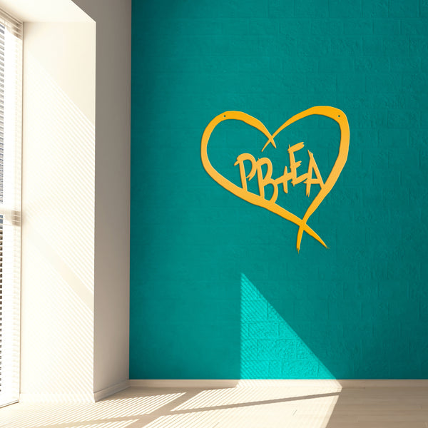 Personalized Carved Heart with Initials Metal Sign