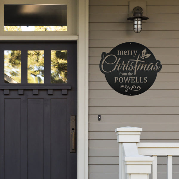 Holiday Season Custom Metal Sign - Personalized Festive Wall Art - Merry Christmas Home Decor - Stylish Seasonal Family Name Decoration
