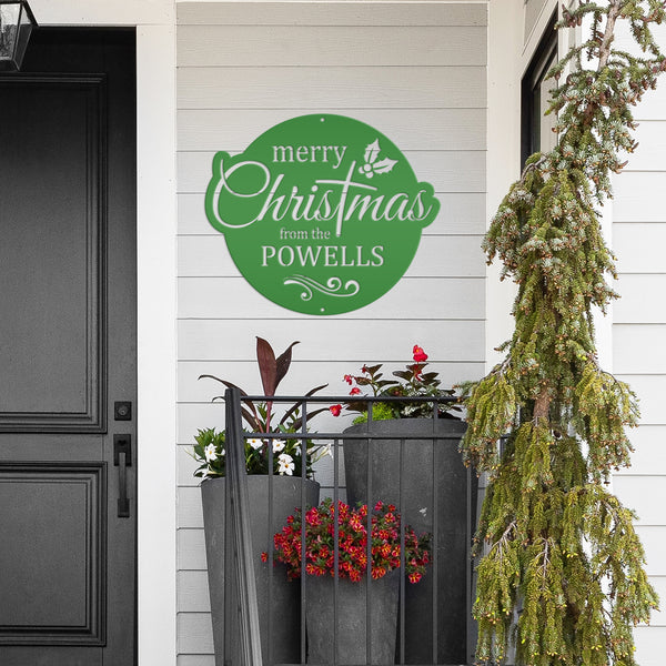 Holiday Season Custom Metal Sign - Personalized Festive Wall Art - Merry Christmas Home Decor - Stylish Seasonal Family Name Decoration
