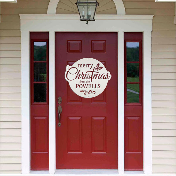 Holiday Season Custom Metal Sign - Personalized Festive Wall Art - Merry Christmas Home Decor - Stylish Seasonal Family Name Decoration