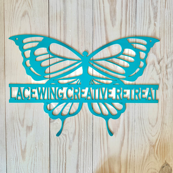 Personalized Butterfly Monogram Metal Sign, Butterfly Girls Bedroom Decor for the Wall, Personalized Butterfly Wall Art, Butterflies Decor
