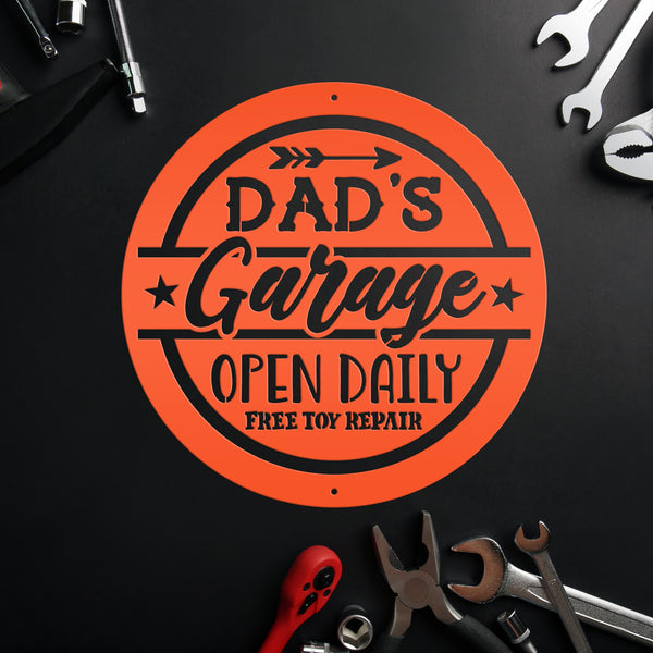 Garage Sign for Dad, Garage Wall Art,  Shop, Garage Signs , Father's Day Gift Idea, Dad's Workshop Sign, Metal Signs for Dad's Shop