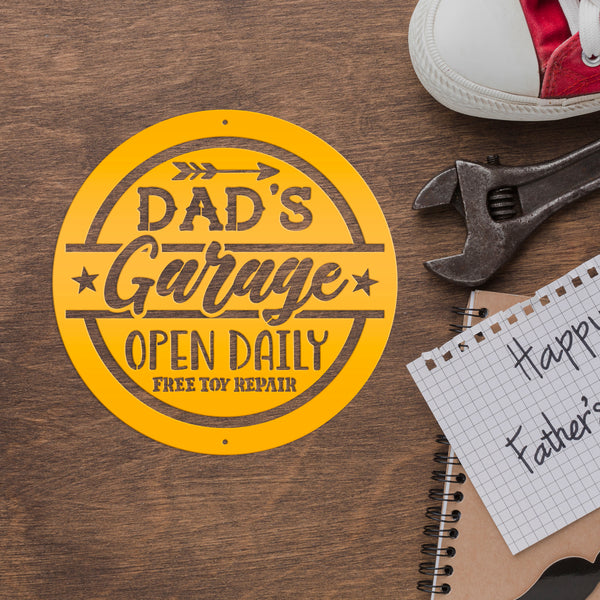 Garage Sign for Dad, Garage Wall Art,  Shop, Garage Signs , Father's Day Gift Idea, Dad's Workshop Sign, Metal Signs for Dad's Shop
