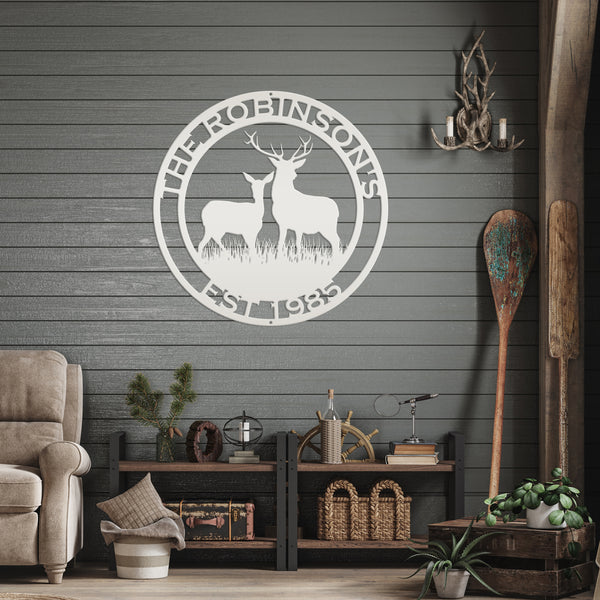 Personalized Deer Scene Metal Sign, Deer Hunter Gift Metal Sign, Hunting Sign for Garage, Hunters Gift. Gift for Hunters, Father's Day Gift