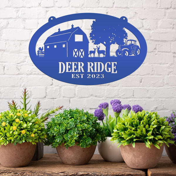 deer farm metal sign