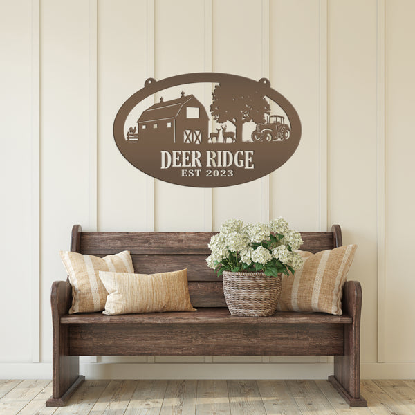 deer farm metal sign