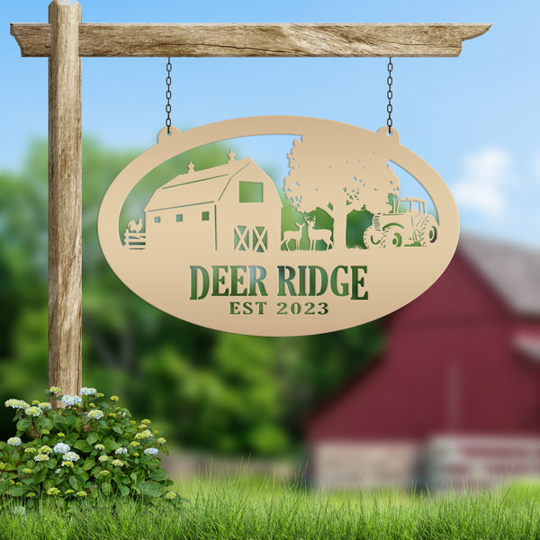 deer farm metal sign