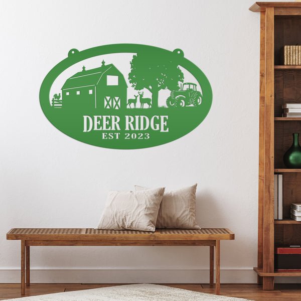 deer farm metal sign