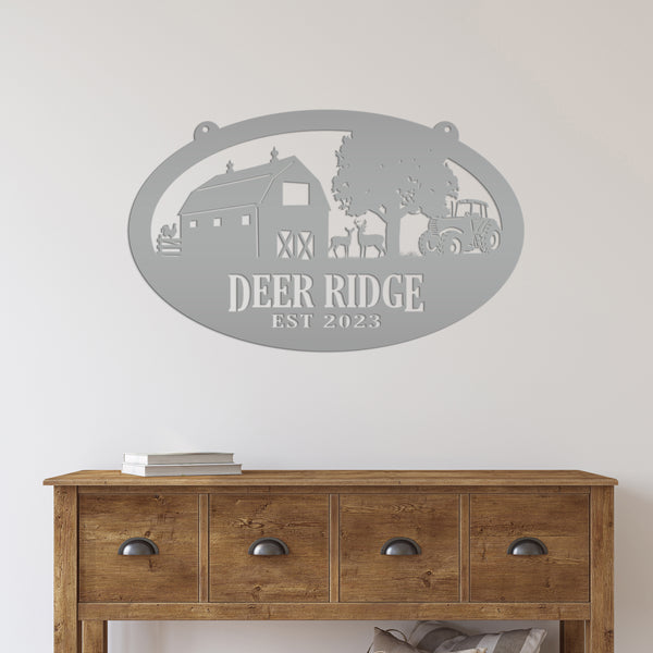 deer farm metal sign