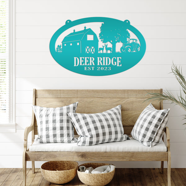 deer farm metal sign