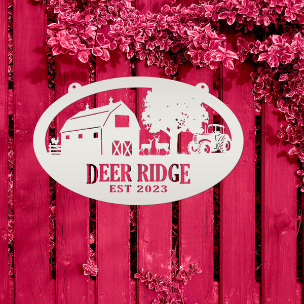 deer farm metal sign